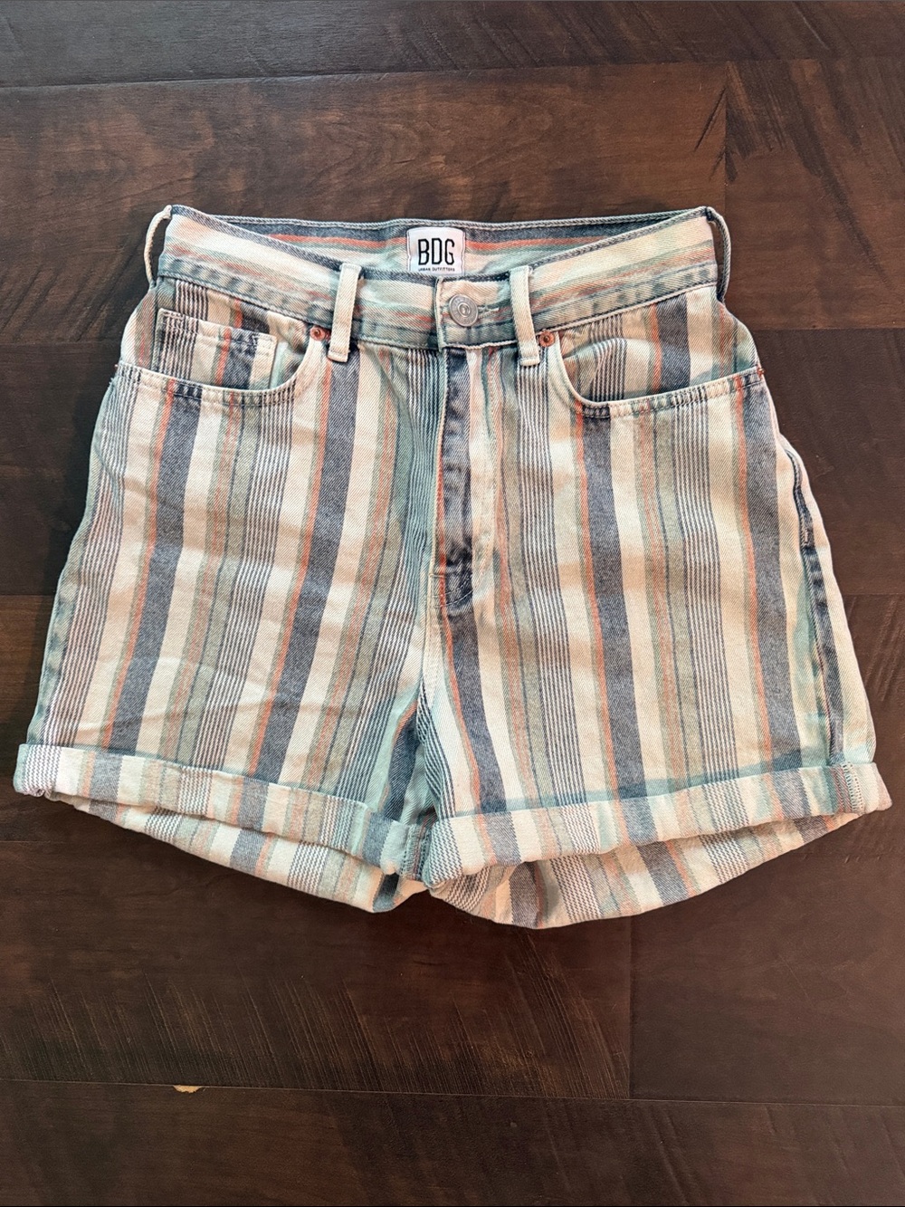 BDG High Rise Striped Mom Jean Shorts Size 27